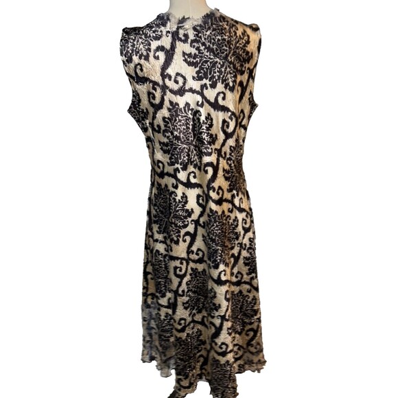KOMAROV Women's Midi Cocktail Dress size 2X Crinkle Lace Trim V-Neck Whimsygoth - Picture 8 of 15